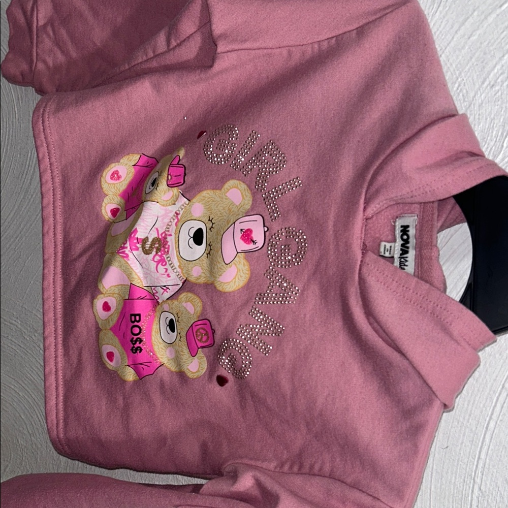 Fashion nova kids Pink Teddy 'Girl Gang' Hoodie